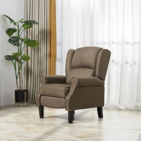 Wingback Brown Recliner Massage Chair with Heat Fabric Sofa Remote Control and Footrest for Living Room (Color: Brown)
